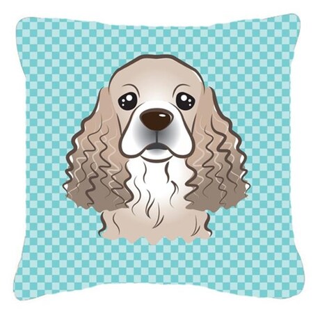 Carolines Treasures Carolines Treasures BB1154PW1414 Checkerboard Blue Cocker Spaniel Fabric Decorative Pillow; 14 x 14 In. BB1154PW1414